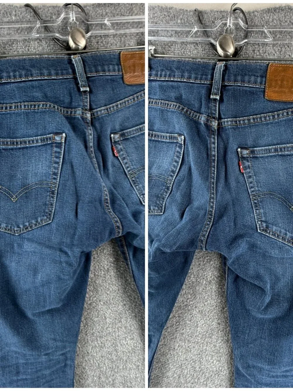 Levis 502 Premium Blue Denim Jeans Leather Patch Cotton Blend ACTL 31X30.5